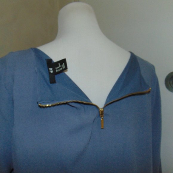 H & M Womens Dress Sz 10 Gray Blue Shift Knee Length Inverted Pleat Lightweight - Picture 6 of 8